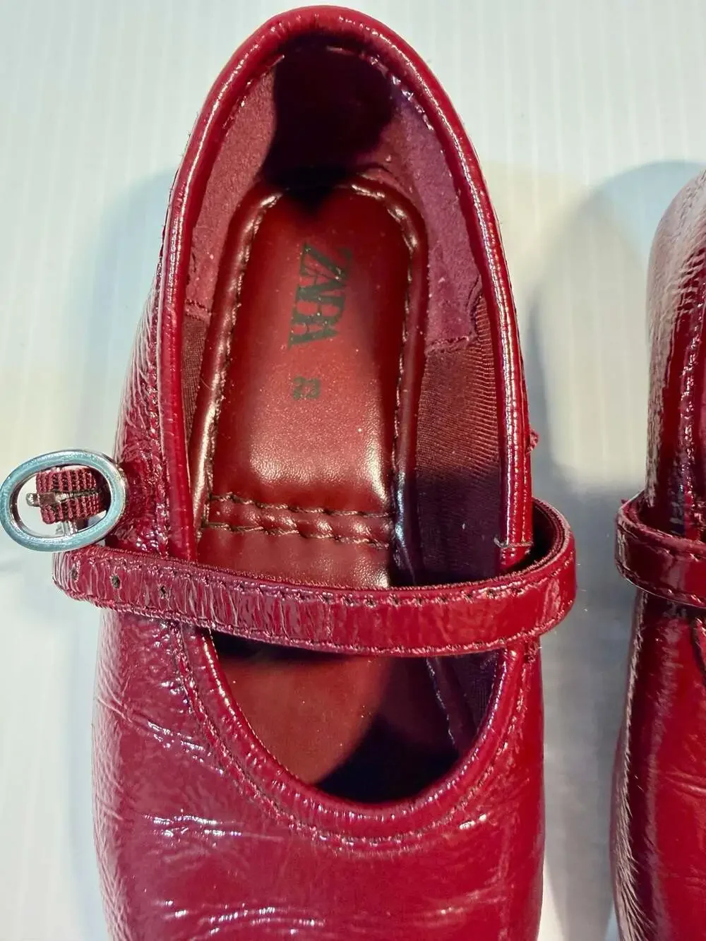 Zara Girls Burgundy Patent Mary Jane Flats